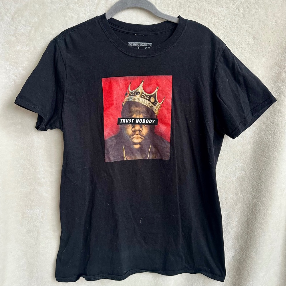 Notorious BIG Biggie Smalls Trust Nobody Crown Graphic Tee Black Mens Medium M